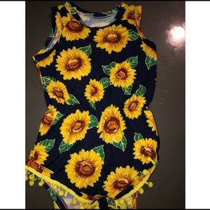Sleeveless Sunflower Romper